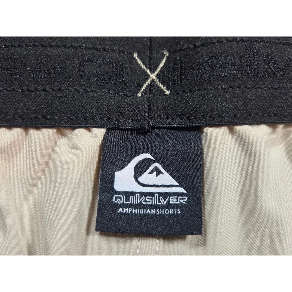 Quiksilver Amphibian Shorts Mens Medium Tan Khaki Hybrid Boardshorts Stretch 7in